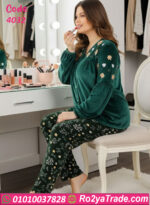 بيجامة شتوي قطيفة تطريز 4032