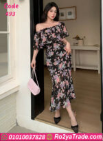 دريس ورد شيفون طويل