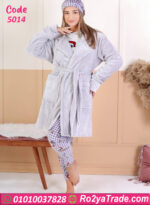 بيجامة قطيفة رمادي شتوي سنوبي