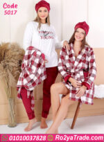 بيجامة شتوي قطيفة نسائية