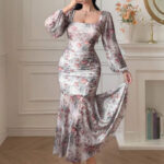 فستان طويل مشجر أنيق