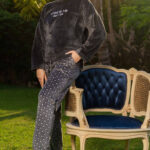 بيجامة شتوي رمادي قطيفة