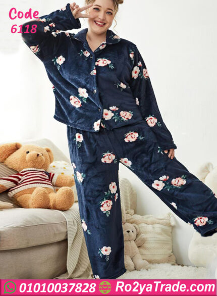 بيجامة قطيفة شتوي حريمي
