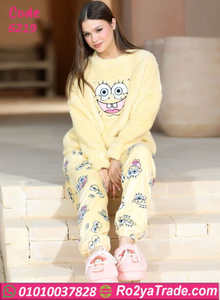 بيجامة شتوي سبونج بوب قطيفة