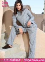 طقم شتوي رمادي ناعم