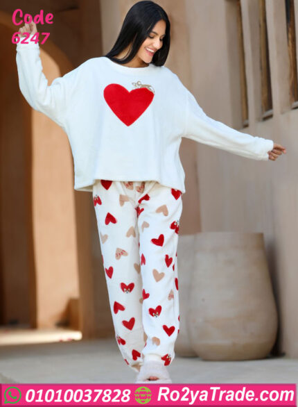 بيجامة شتوي قلوب ناعمة