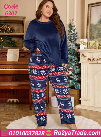 بيجامة كريسماس قطيفة شتوي