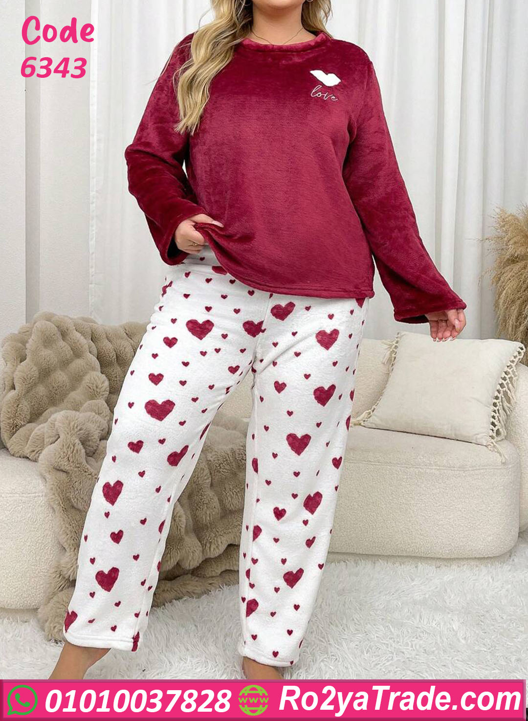 6343-5 بيجامة شتوي قطيفة ناعمة