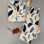 بيجامة ورق الشجر قطيفة شتوي - كود 6355