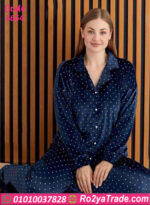 بيجامة حريمي قطيفة منقطة