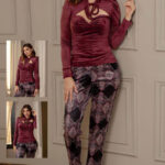 بيجامة قطيفة شتوي نسائي 7000