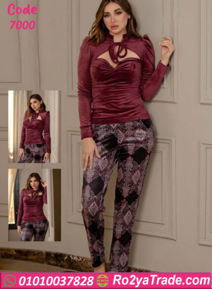 بيجامة قطيفة شتوي نسائي 7000