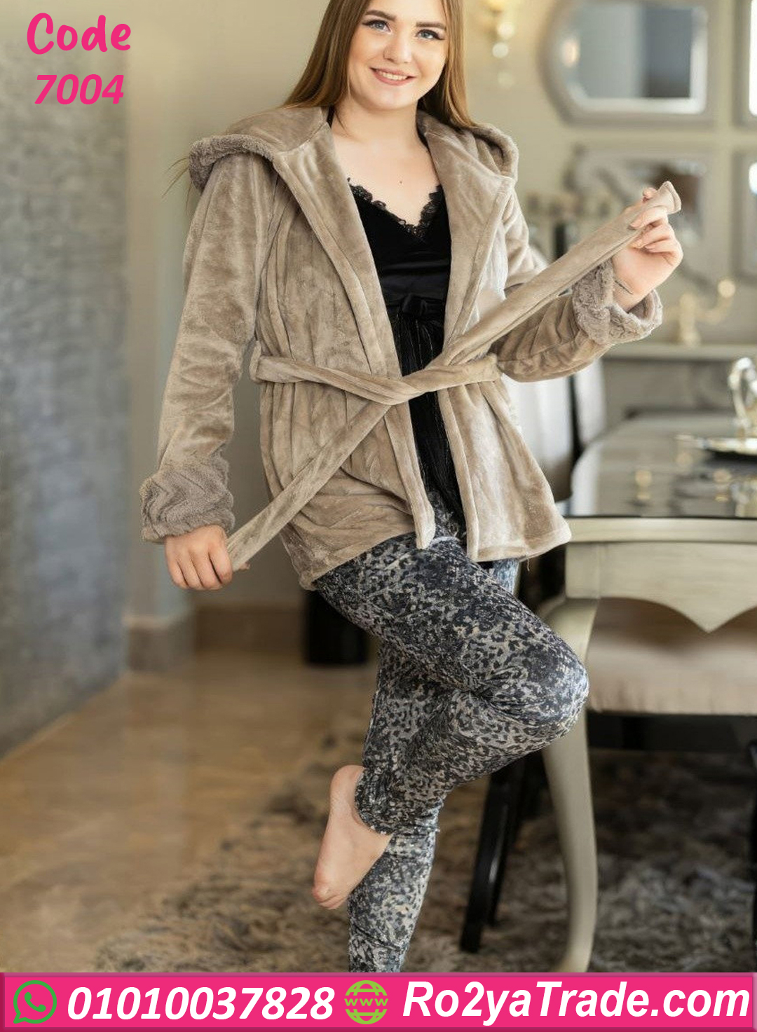 7004-4 بيجامة قطيفة شتوي حريمي