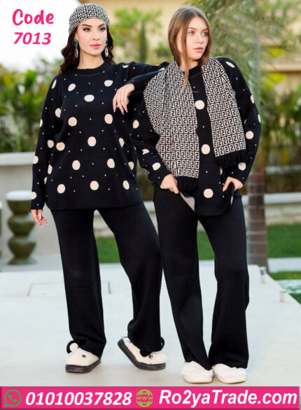 ترنج شتوي حريمي صوف منقّط