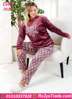 بيجامة شتوي قطيفة بيج سايز