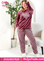 بيجامة شتوي قطيفة بيج سايز