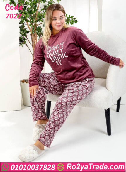 بيجامة شتوي قطيفة بيج سايز