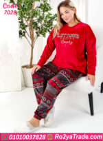 بيجامة شتوي أحمر نوردك بيج سايز