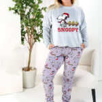 بيجامة شتوي سنوبي رمادي بيج سايز