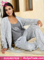 بيجامة شتوي رمادي ناعمة