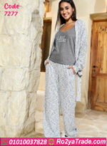 بيجامة شتوي رمادي ناعمة