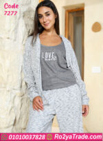 بيجامة شتوي رمادي ناعمة