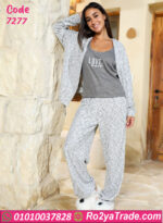 بيجامة شتوي رمادي ناعمة