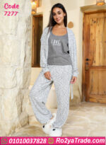 بيجامة شتوي رمادي ناعمة