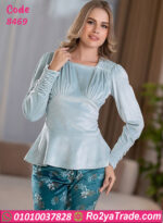 بيجامة شتوي مخمل سماوي