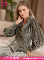 بيجامة شتوي كاكي مخمل