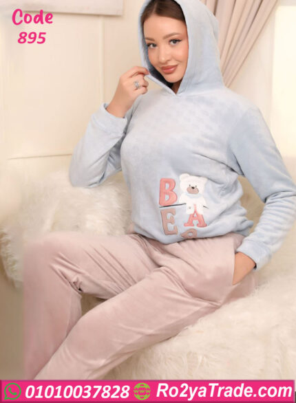بيجامة فرو شتوي هودي بير