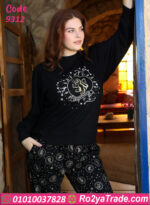 بيجامة شتوي سوداء نسائية