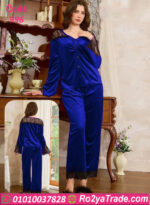 بيجامة قطيفة دانتيل شتوي