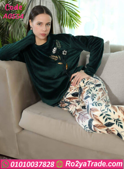 بيجامة قطيفة شتوي حريمي