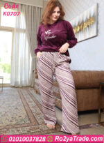 بيجامة قطيفة بيج سايز شتوي