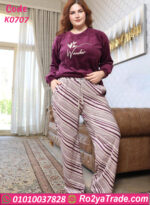 بيجامة قطيفة بيج سايز شتوي