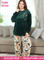 بيچامة شتوي قطيفة حريمي بيج سايز