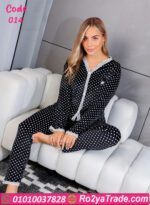 بيجامة شتوي قطيفة منقطة