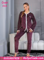 بيجامة شتوي قطيفة منقطة