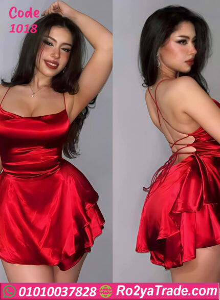 لانجري قصير ساتان أحمر بيج سايز