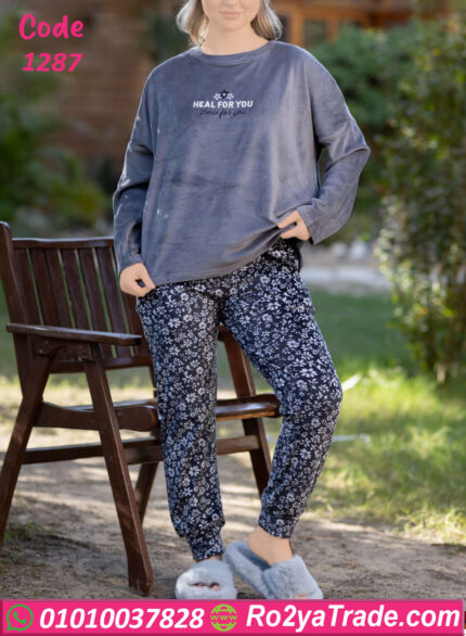 بيجامة قطيفة شتوي وان سايز