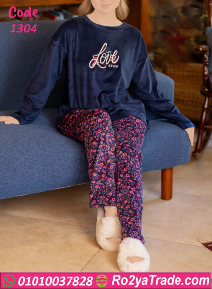 بيجامة قطيفة شتوي كود 1304