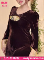 فستان مخمل شتوي طويل