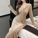 فستان شتوي مخطط