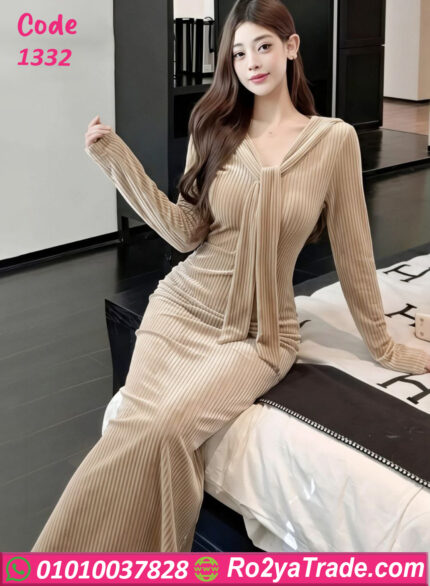 فستان شتوي مخطط