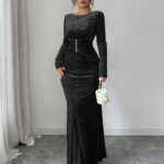 فستان سواريه مخملي طويل