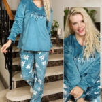 بيجامة قطيفة شتوي بسيطة