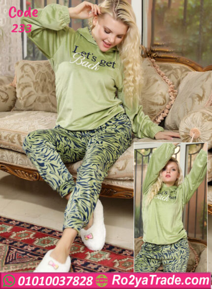 بيجامة قطيفة شتوي نقش تايجر