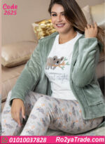 بيجامة حريمي شتوي 3 قطع