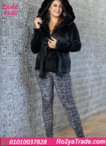 بيجامه حريمي ساتان مع روب قطيفة